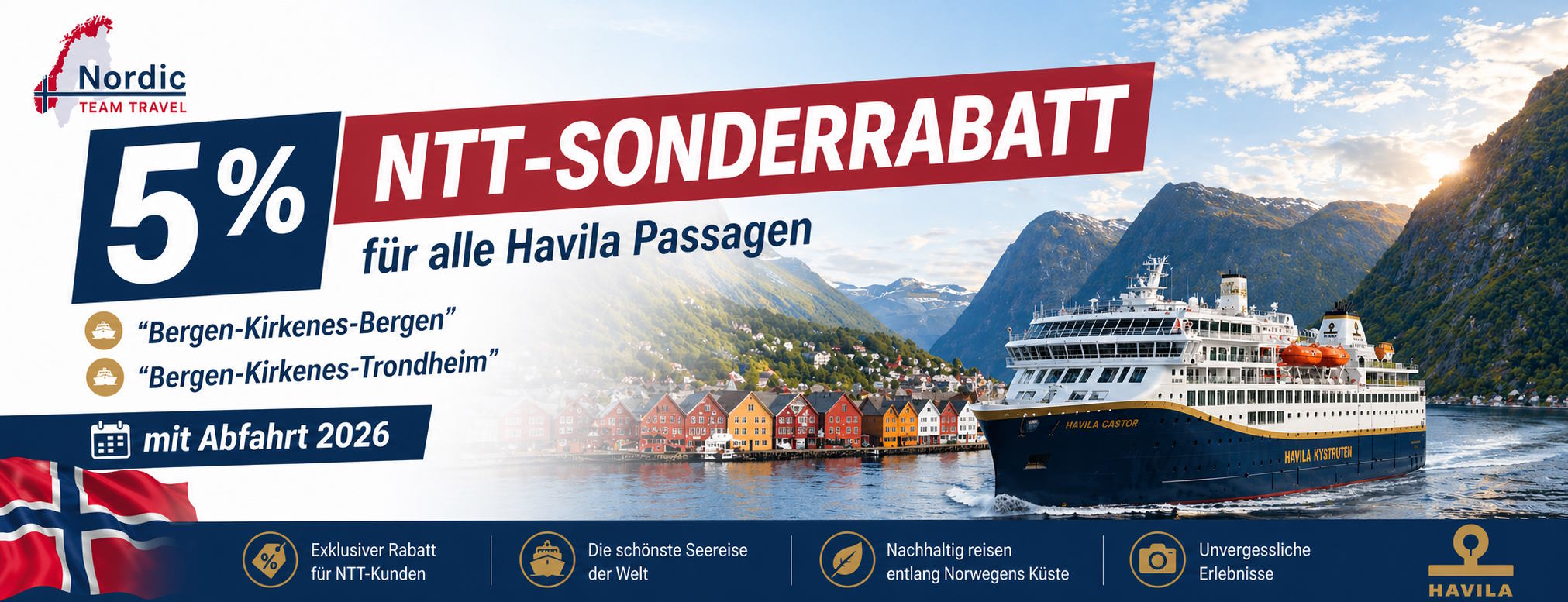 Havila Postschiffreise 2026 5 Prozent Rabattaktion