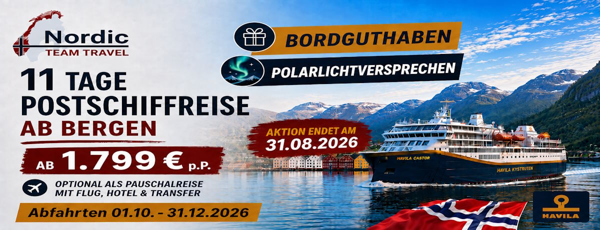 Havila Postschiffreise BKT mit Bordguthaben