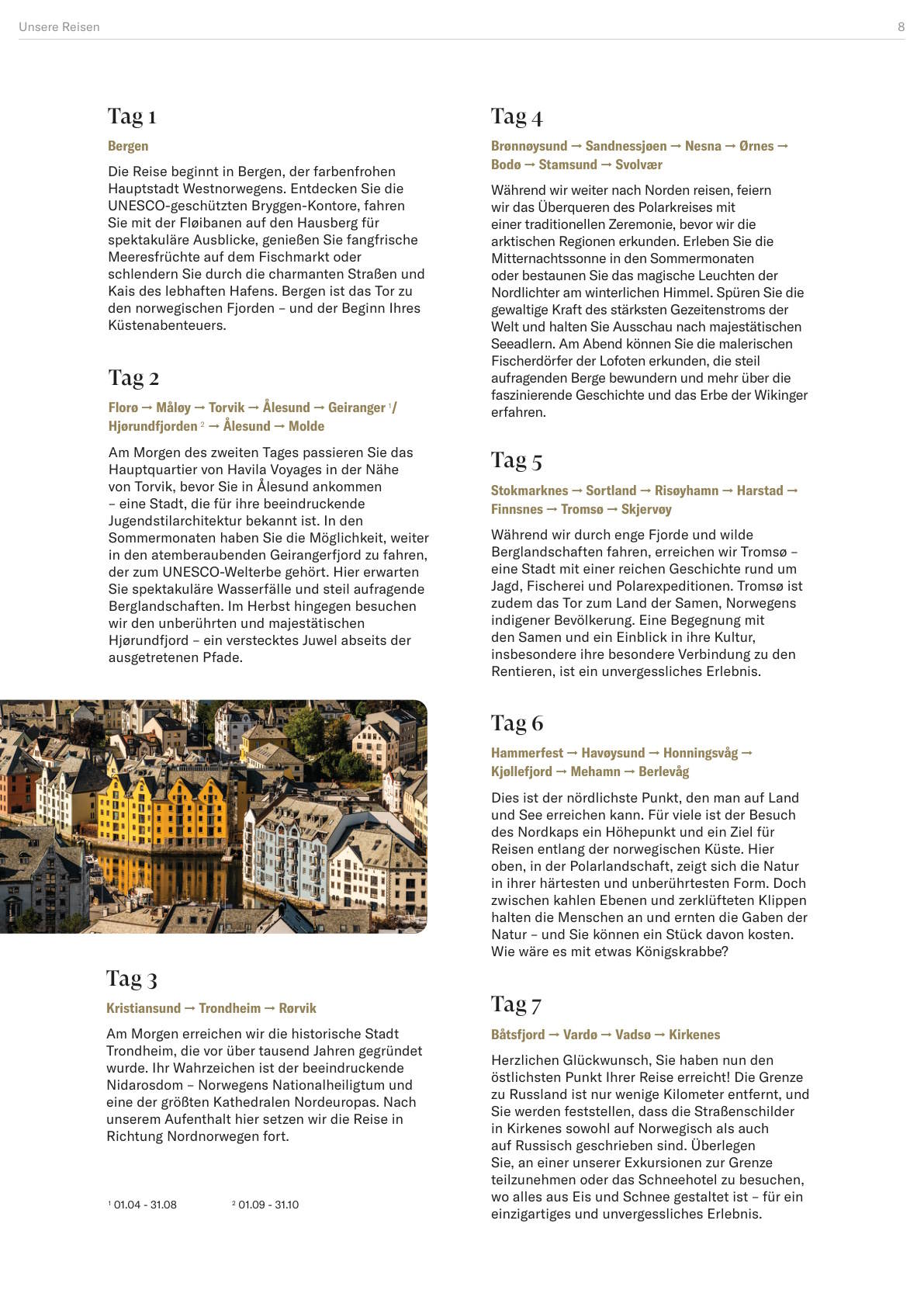 Havila: Havila Reiseplan Seite