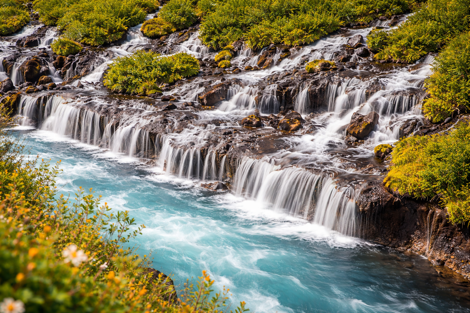 Rundreisen: Hraunfossar
