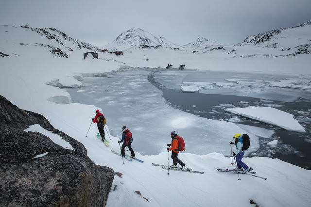 Winter: skiers walking kulusuk mads phil visit greenland