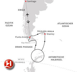 Entdeckungsreise Antarktis, Falklandinseln und chilenische Fjorde, inklusive Flug